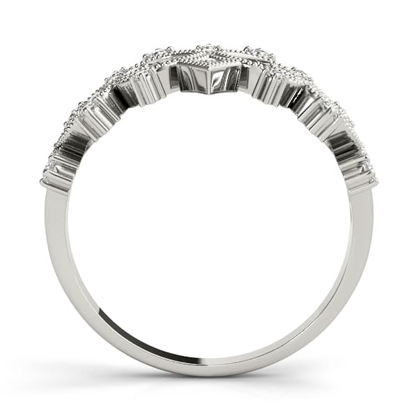Vintage Inspired Milgrain Filigree Fashion Rings (0.22 ct. tw.), Side view in white gold or platinum
