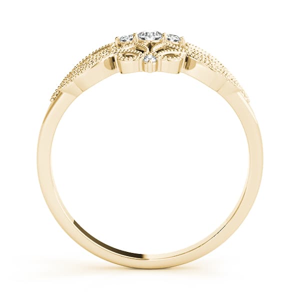Vintage Inspired Milgrain Filigree Fashion Rings (0.1 ct. tw.), Side view in yellow gold