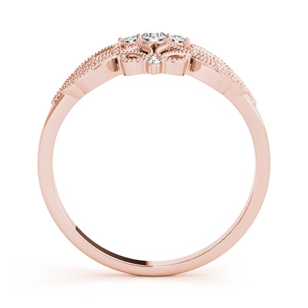 Vintage Inspired Milgrain Filigree Fashion Rings (0.1 ct. tw.), Side view in rose gold