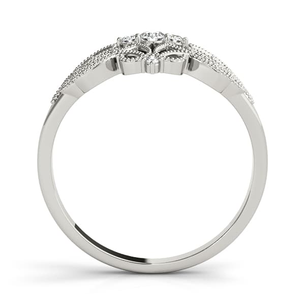 Vintage Inspired Milgrain Filigree Fashion Rings (0.1 ct. tw.), Side view in white gold or platinum