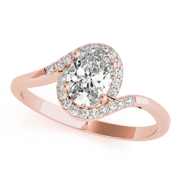 Bypass Oval Cut Halo Engagement Ring, style 85065, Front view in rose gold