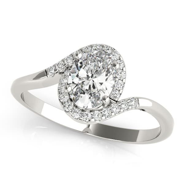 Bypass Oval Cut Halo Engagement Ring — style 85065 in 10k White Gold