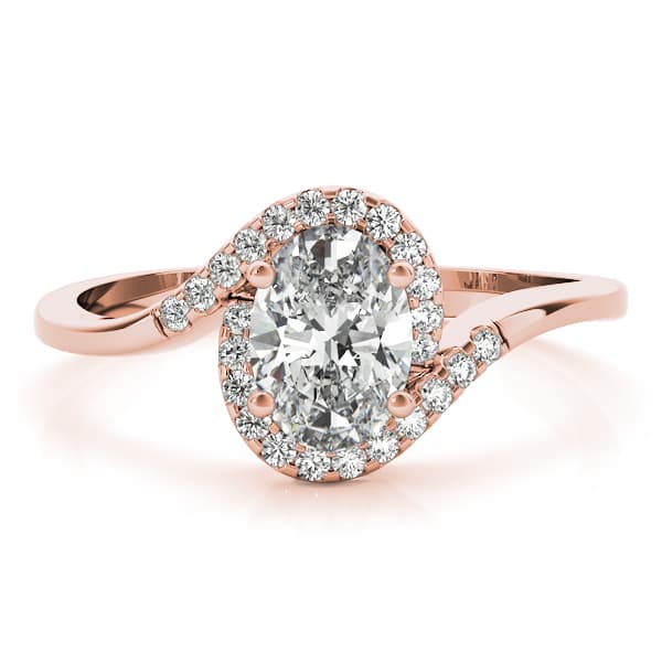Bypass Oval Cut Halo Engagement Ring, style 85065, On hand view in rose gold