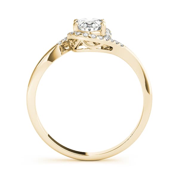 Bypass Oval Cut Halo Engagement Ring, style 85065, Side view in yellow gold