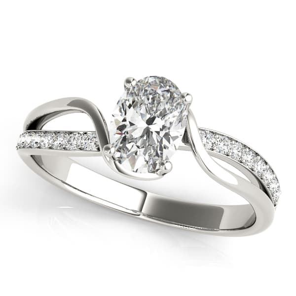 Single Row Bypass Split Shank Engagement Ring — style 85068 in 10k White Gold
