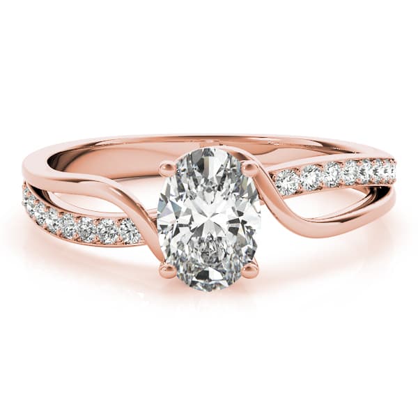 Single Row Bypass Split Shank Engagement Ring, style 85068, On hand view in rose gold