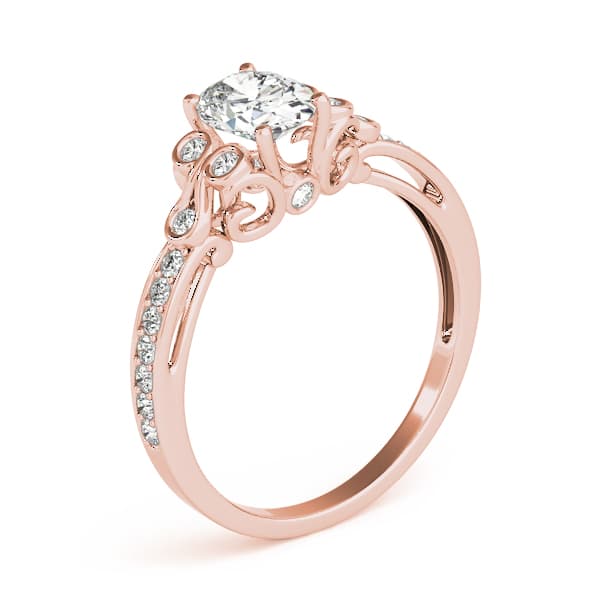 Oval Fashion Ring, style 85069, Angle view in rose gold