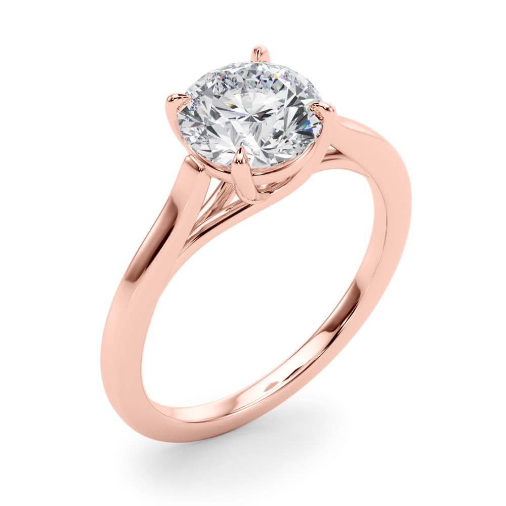 Solitaire Trellis Engagement Ring, style 85075, Angle view in rose gold