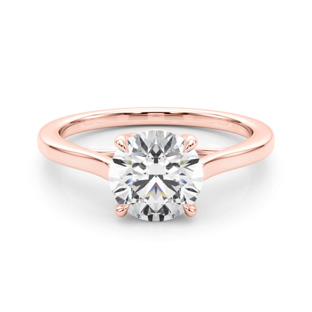 Solitaire Trellis Engagement Ring, style 85075, On hand view in rose gold