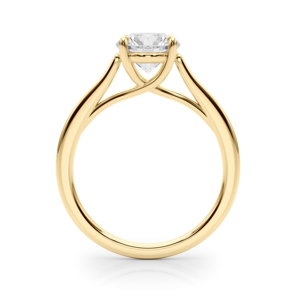 Solitaire Trellis Engagement Ring, style 85075, Side view in yellow gold