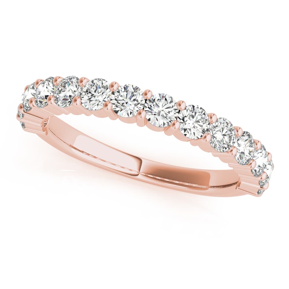 Single Row Prong Set Wedding Ring (0.48 ct. tw.), Front view in rose gold