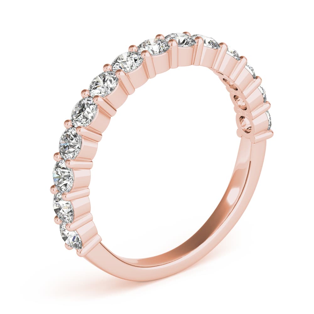 Single Row Prong Set Wedding Ring (0.48 ct. tw.), Angle view in rose gold