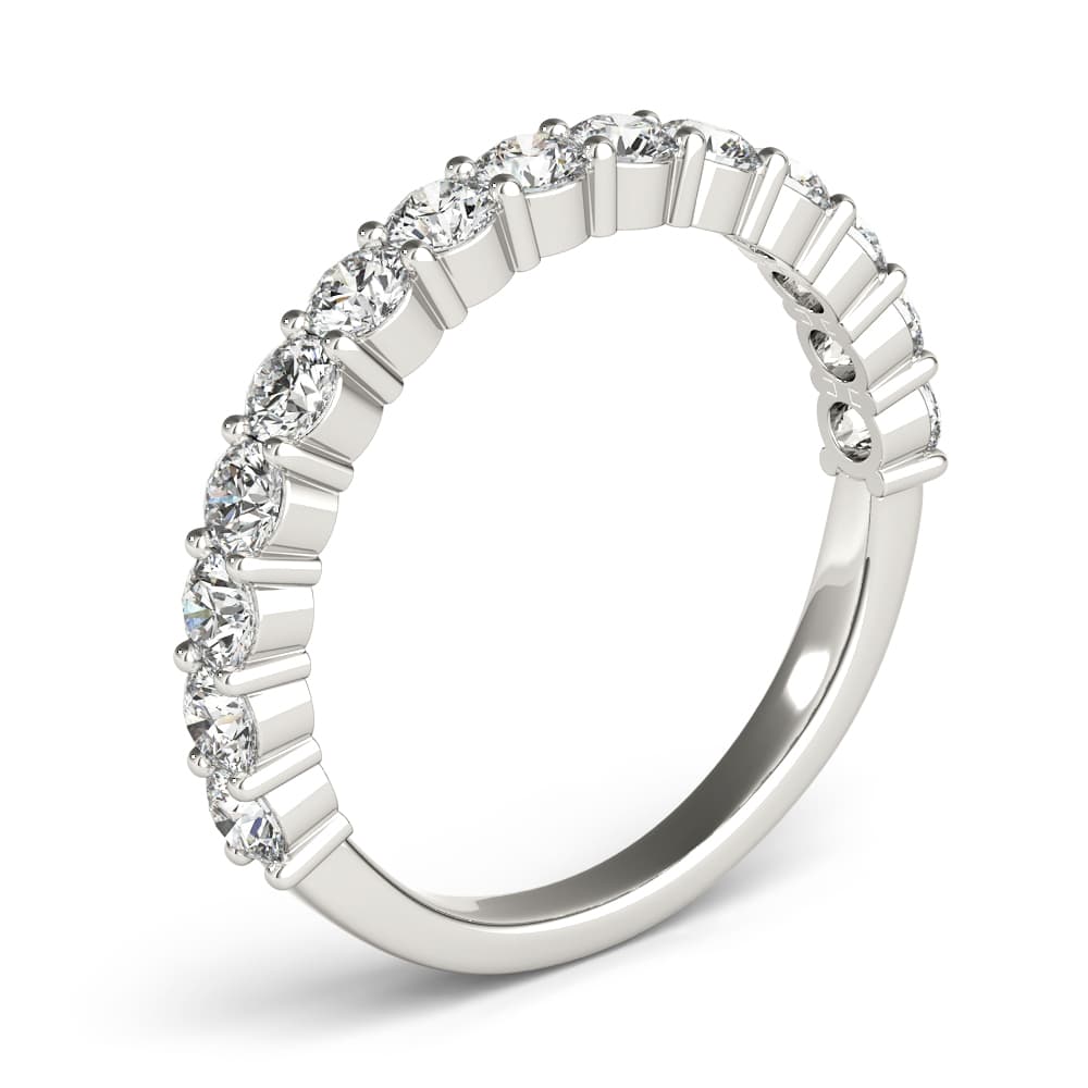 Single Row Prong Set Wedding Ring (0.1 ct. tw.), Angle view in white gold or platinum