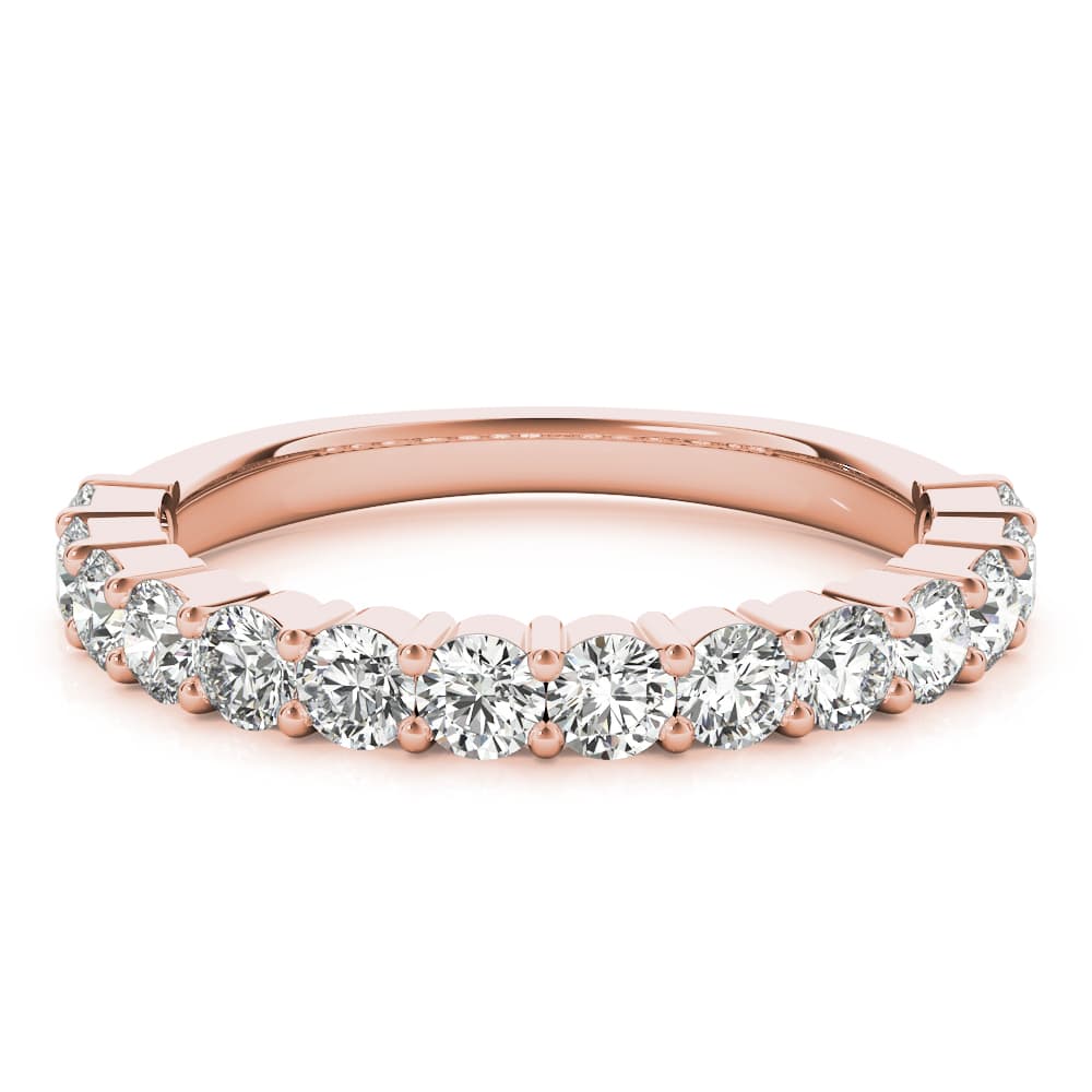 Single Row Prong Set Wedding Ring (0.48 ct. tw.), On hand view in rose gold
