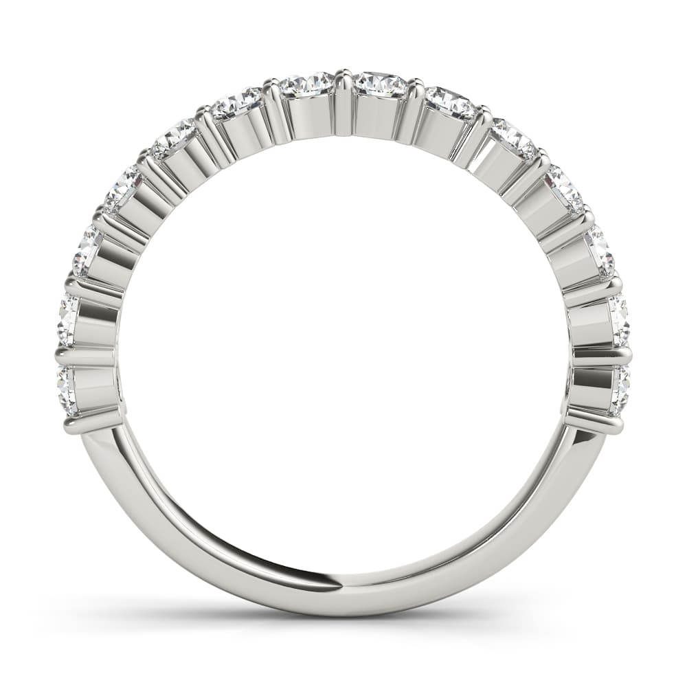 Single Row Prong Set Wedding Ring (0.1 ct. tw.), Side view in white gold or platinum