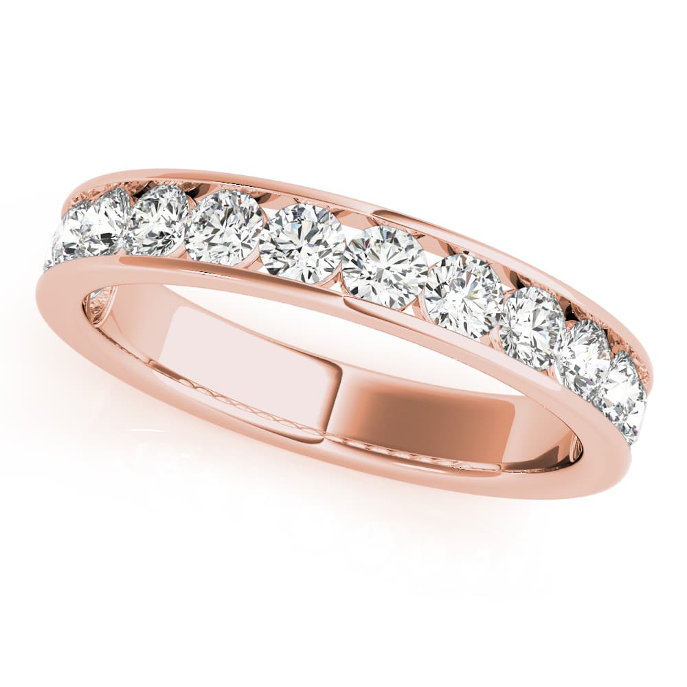 Single Row Channel Set Wedding Ring (0.1 ct. tw.), Front view in rose gold