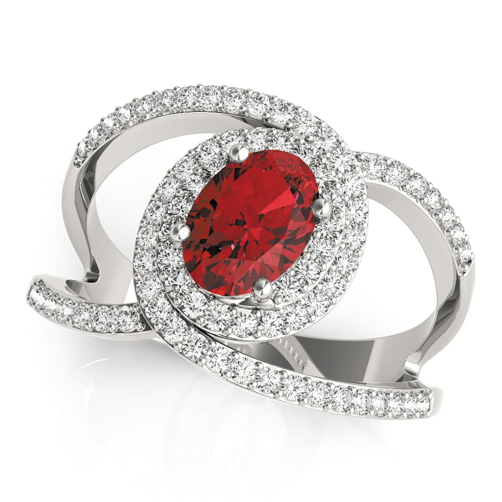 Double Halo Oval Shape Engagement Rings — style 85088 in 10k White Gold
