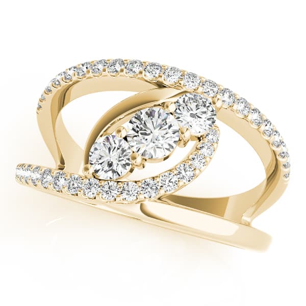 Bypass 3-Stone Split Shank Fashion Rings (5/8 ct. tw.), Front view in yellow gold