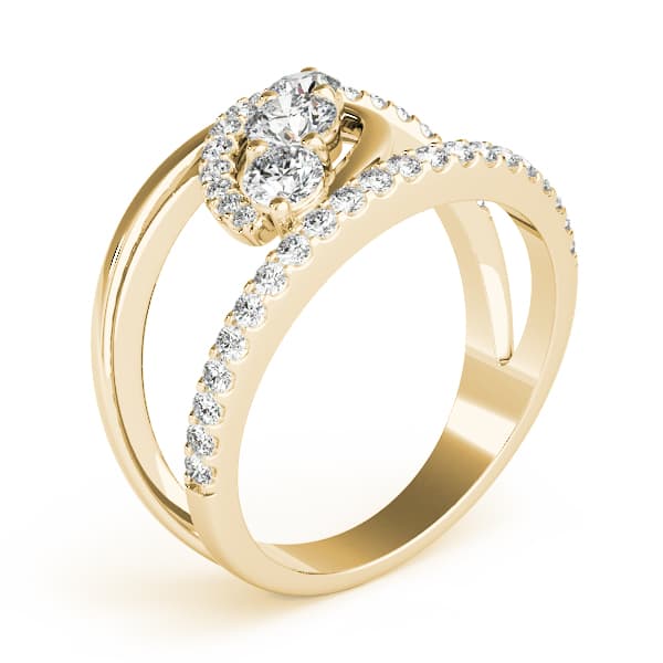 Bypass 3-Stone Split Shank Fashion Rings (5/8 ct. tw.), Angle view in yellow gold