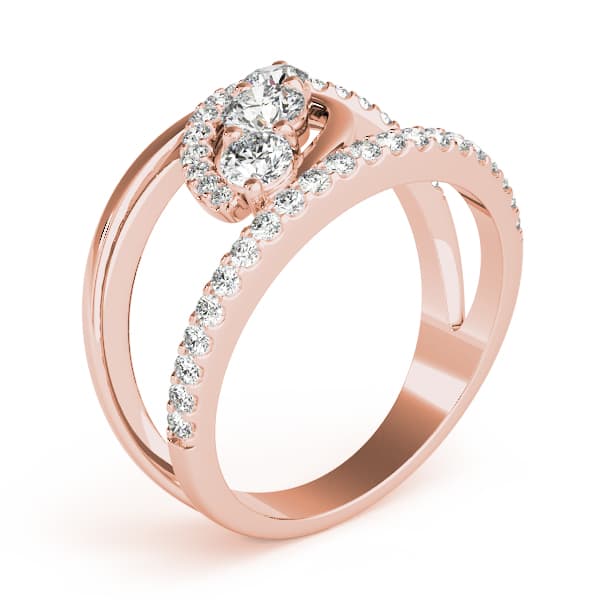 Bypass 3-Stone Split Shank Fashion Rings (5/8 ct. tw.), Angle view in rose gold