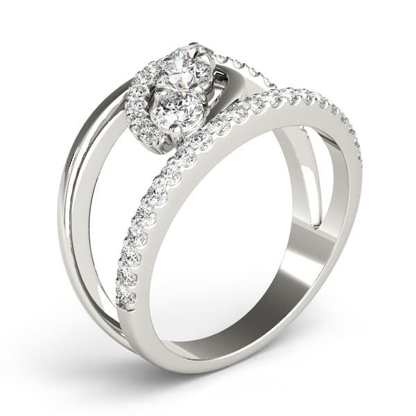 Bypass 3-Stone Split Shank Fashion Rings (5/8 ct. tw.), Angle view in white gold or platinum