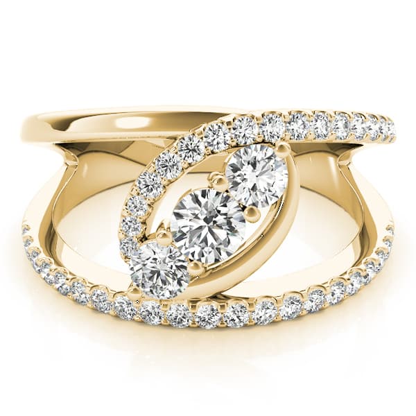 Bypass 3-Stone Split Shank Fashion Rings (5/8 ct. tw.), On hand view in yellow gold