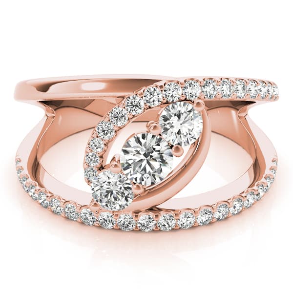 Bypass 3-Stone Split Shank Fashion Rings (5/8 ct. tw.), On hand view in rose gold