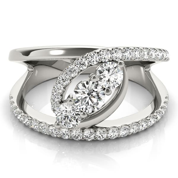 Bypass 3-Stone Split Shank Fashion Rings (5/8 ct. tw.), On hand view in white gold or platinum