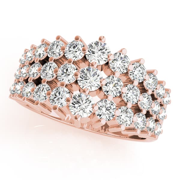 Multi-Row Prong Set Fashion Ring (1.83 ct. tw.), Front view in rose gold