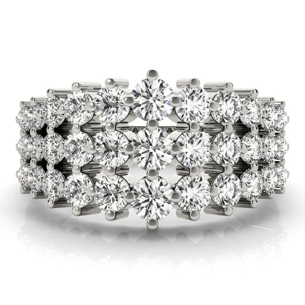 Multi-Row Prong Set Fashion Ring (1.83 ct. tw.), On hand view in white gold or platinum