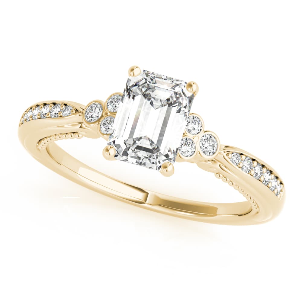 Fashion Rings Emerald Cut, style 85106, Front view in yellow gold