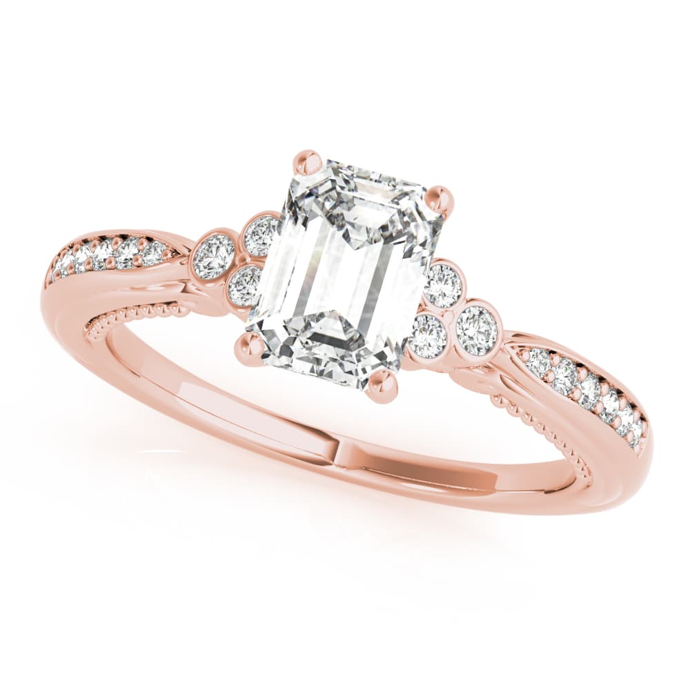 Fashion Rings Emerald Cut, style 85106, Front view in rose gold