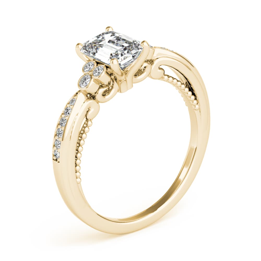 Fashion Rings Emerald Cut, style 85106, Angle view in yellow gold