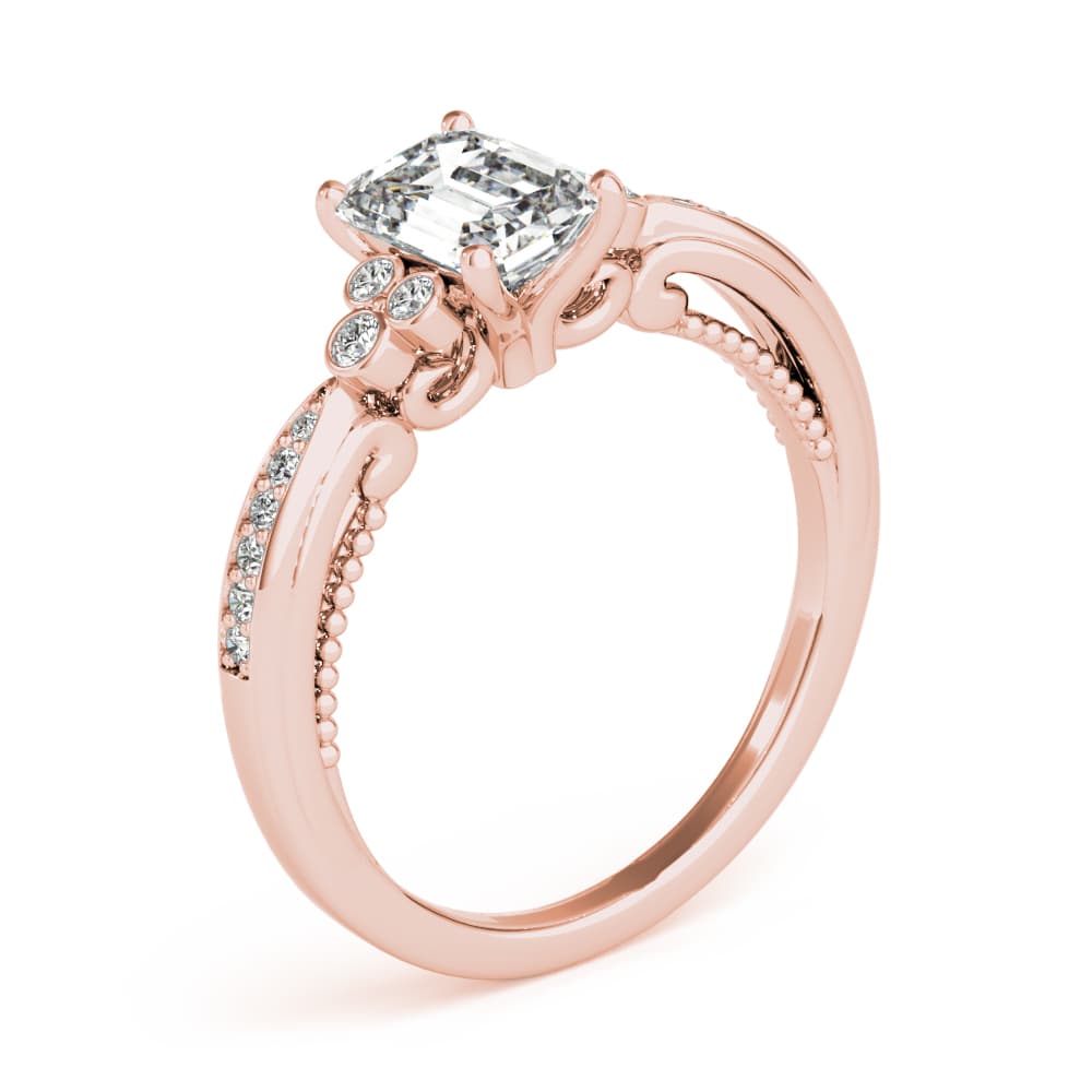 Fashion Rings Emerald Cut, style 85106, Angle view in rose gold