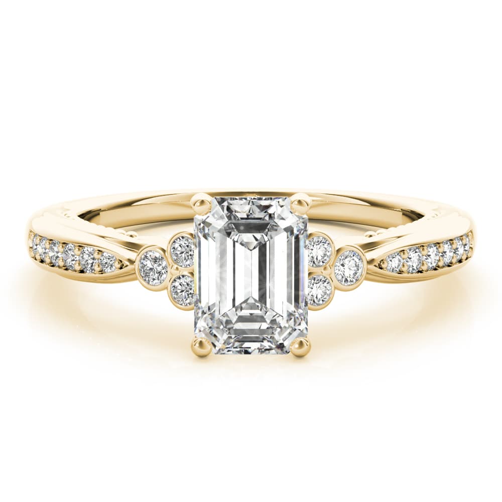 Fashion Rings Emerald Cut, style 85106, On hand view in yellow gold