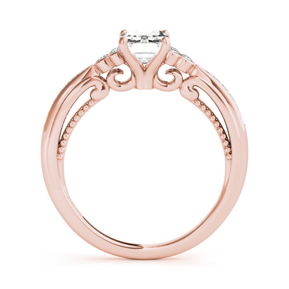 Fashion Rings Emerald Cut, style 85106, Side view in rose gold