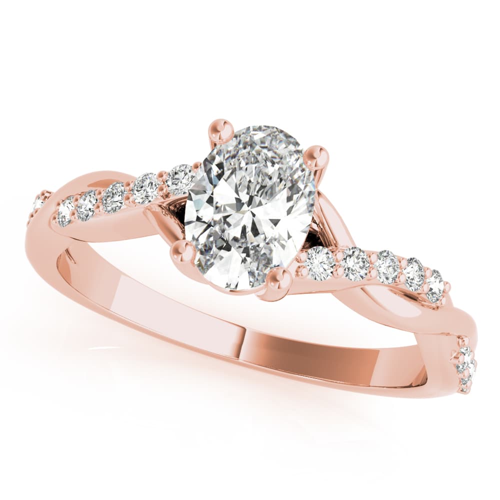 Oval Twisted Shank Engagement Ring, style 85107, Front view in rose gold