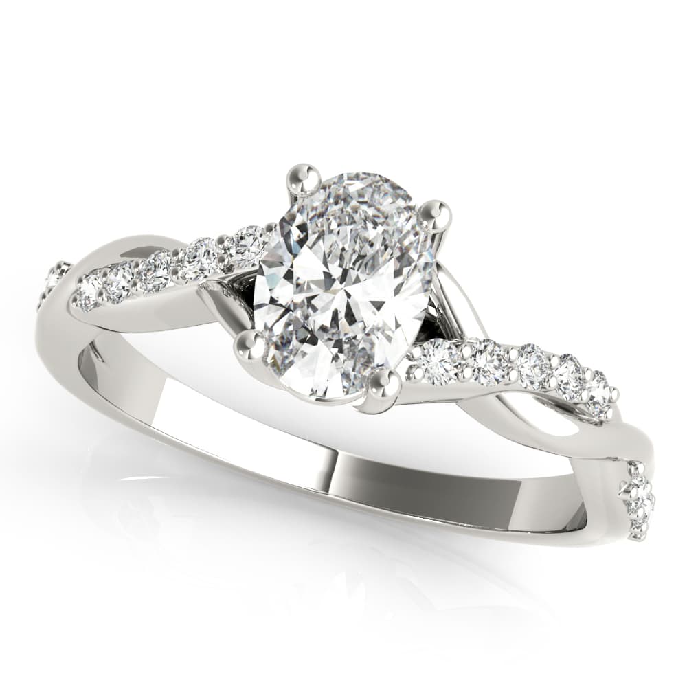 Oval Shape Twisted Shank Engagement Ring — style 85107 in 10k White Gold