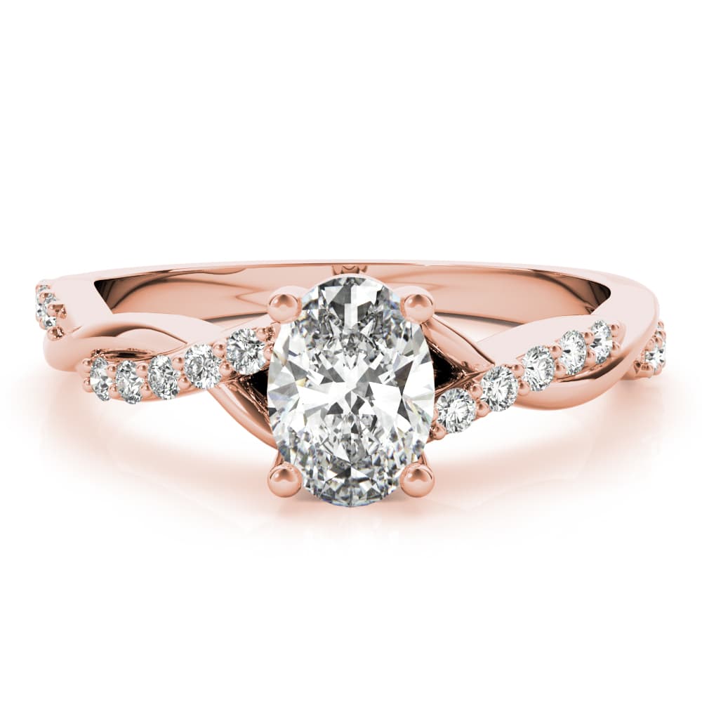 Oval Twisted Shank Engagement Ring, style 85107, On hand view in rose gold