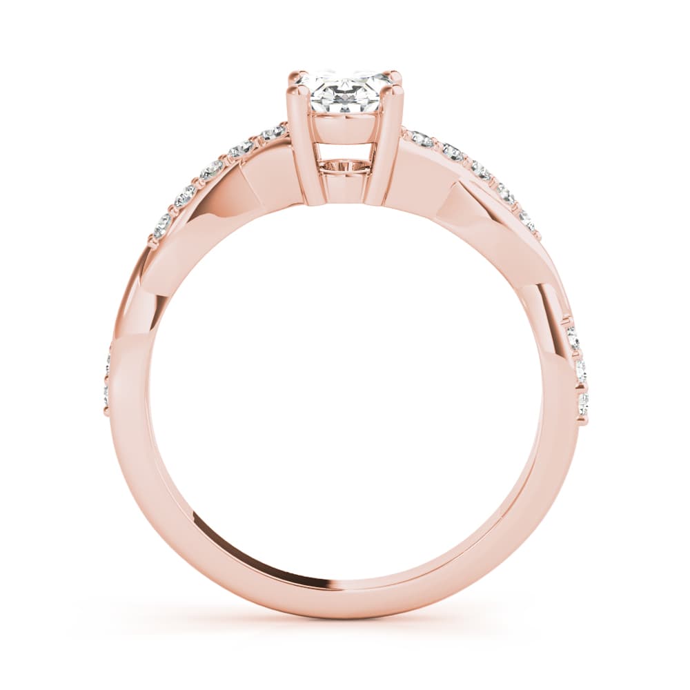Oval Twisted Shank Engagement Ring, style 85107, Side view in rose gold