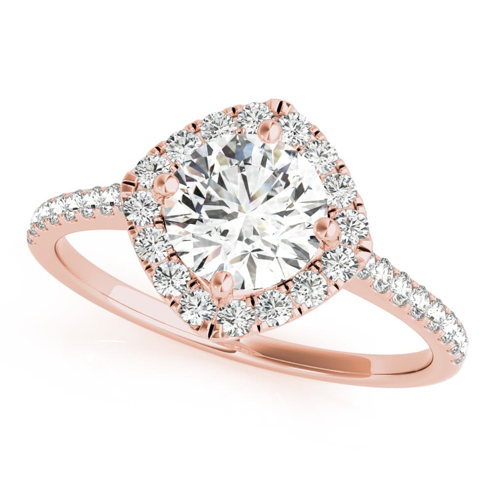 Round Center Cushion Halo, style 85108, Front view in rose gold