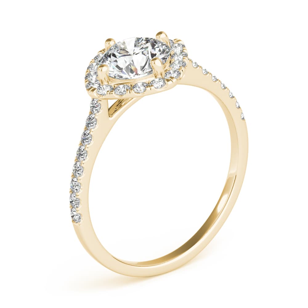 Round Center Cushion Halo, style 85108, Angle view in yellow gold