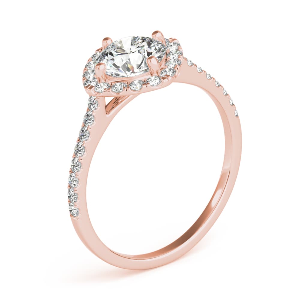 Round Center Cushion Halo, style 85108, Angle view in rose gold