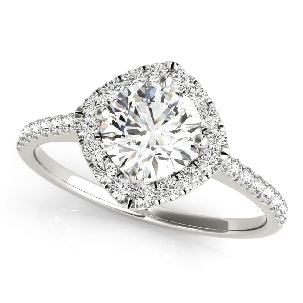 ROUND CENTER CUSHION HALO — style 85108 in 10k White Gold