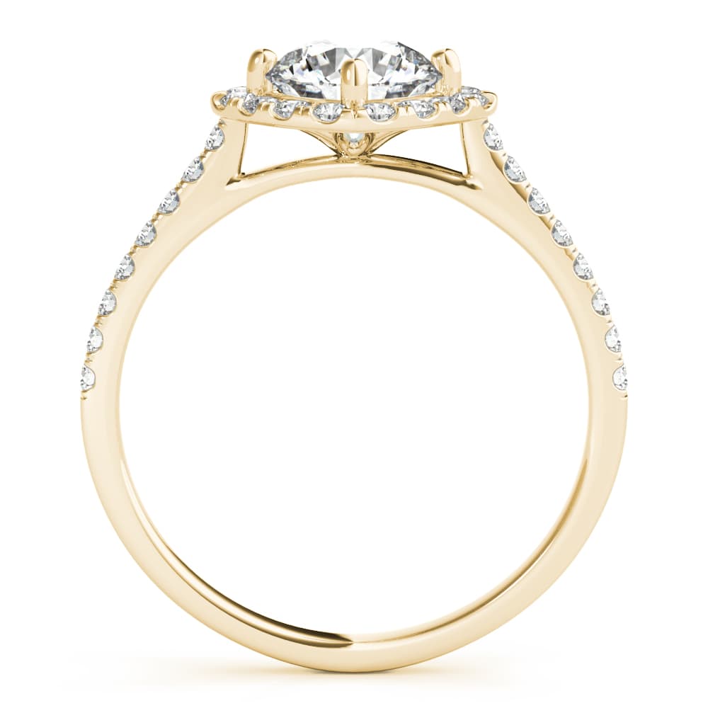 Round Center Cushion Halo, style 85108, Side view in yellow gold