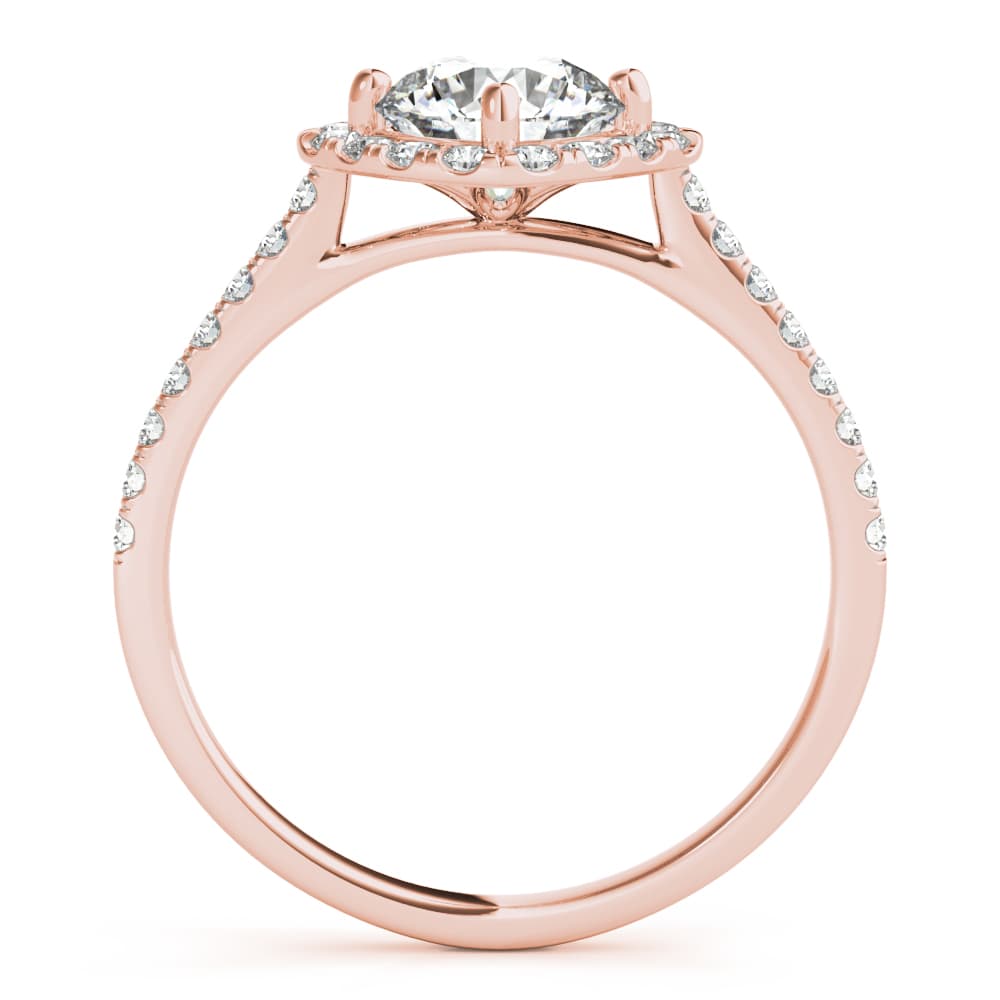Round Center Cushion Halo, style 85108, Side view in rose gold