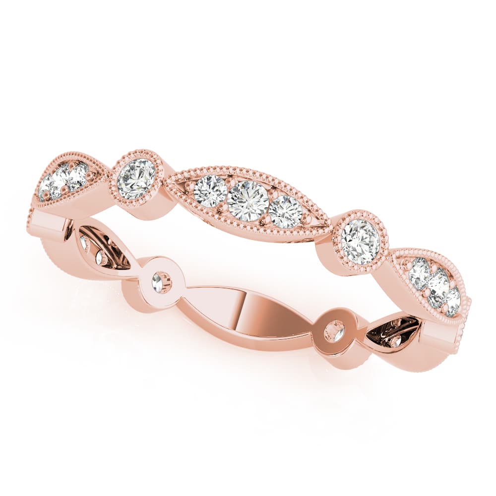 Bezel Set Stackable Milgrain Wedding Band (1/3 ct. tw.), Front view in rose gold