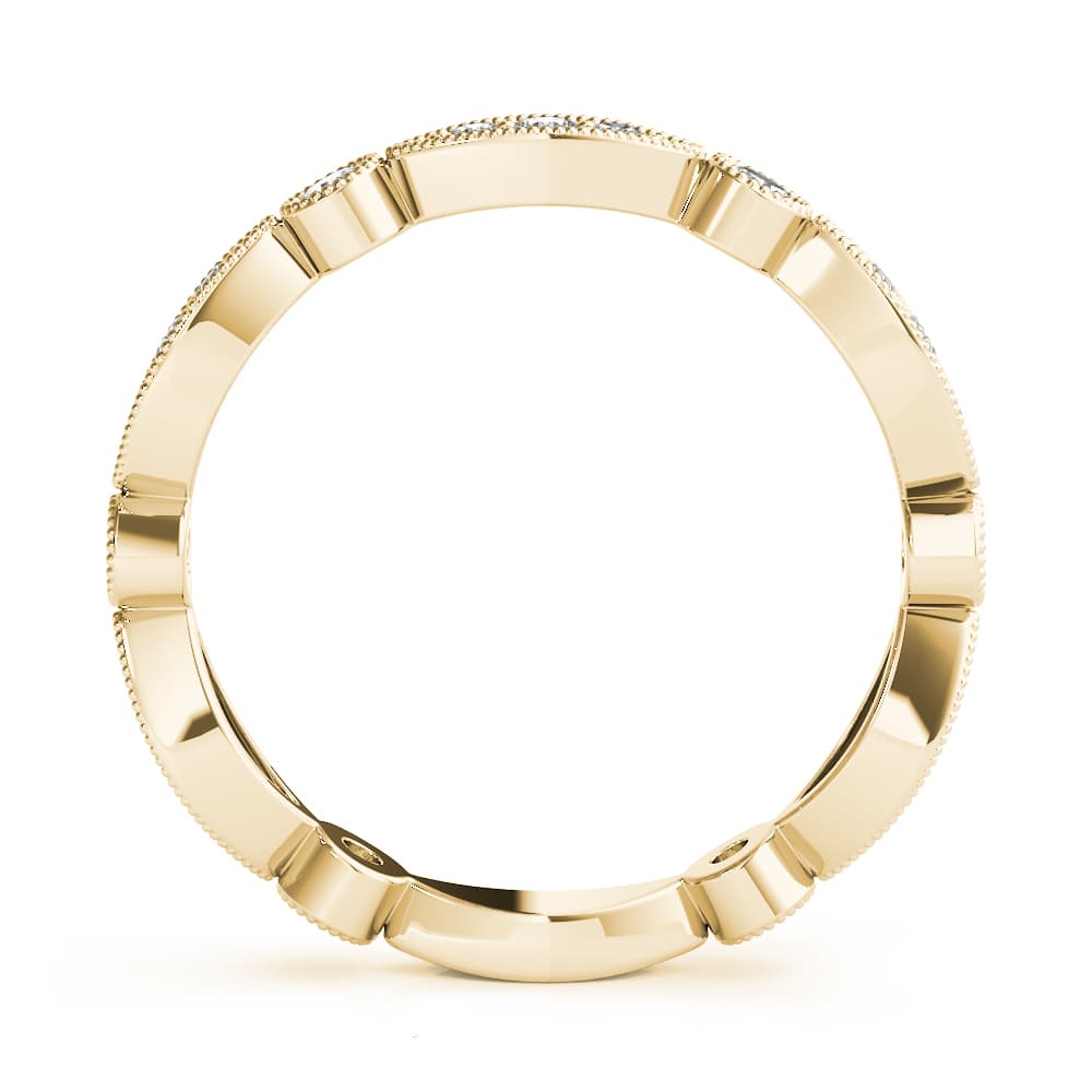 Bezel Set Stackable Milgrain Wedding Band (1/3 ct. tw.), Side view in yellow gold