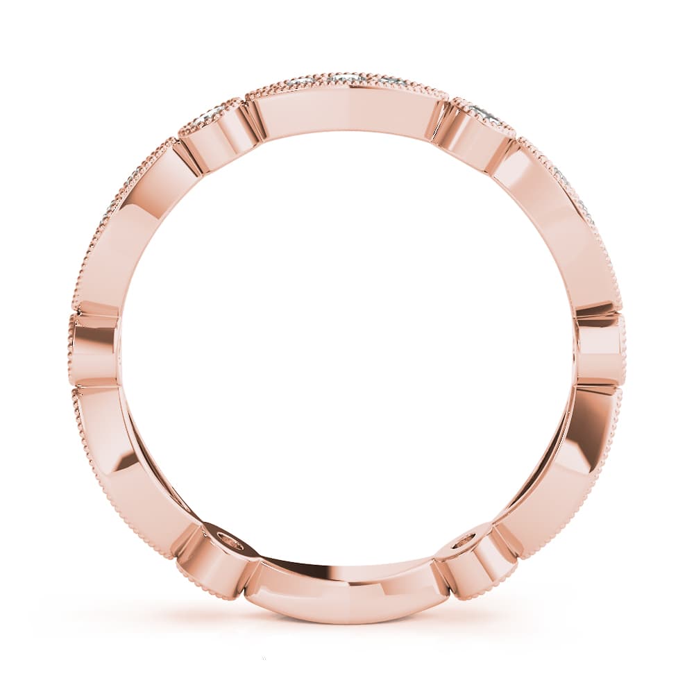 Bezel Set Stackable Milgrain Wedding Band (1/3 ct. tw.), Side view in rose gold