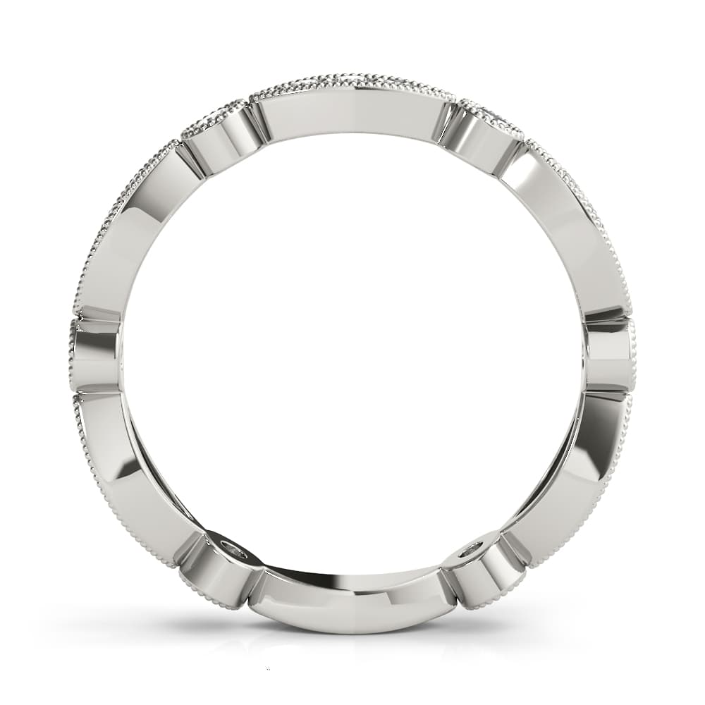 Bezel Set Stackable Milgrain Wedding Band (1/3 ct. tw.), Side view in white gold or platinum